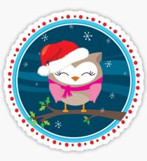 FESTIVE CHRISTMAS T-SHIRT :: girl owl night time Sticker