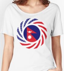 Nepalese American Multinational Patriot Flag Series Relaxed Fit T-Shirt