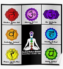 Póster Carta de Símbolos de Yoga Reiki Seven Chakras
