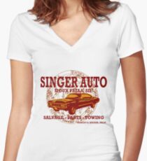 SINGER AUTO Women's Fitted V-Neck T-Shirt