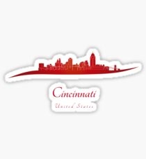 Cincinnati skyline in red Sticker