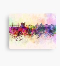 Copenhagen skyline in watercolor background Metal Print