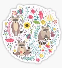 Raccoons bright pattern Sticker