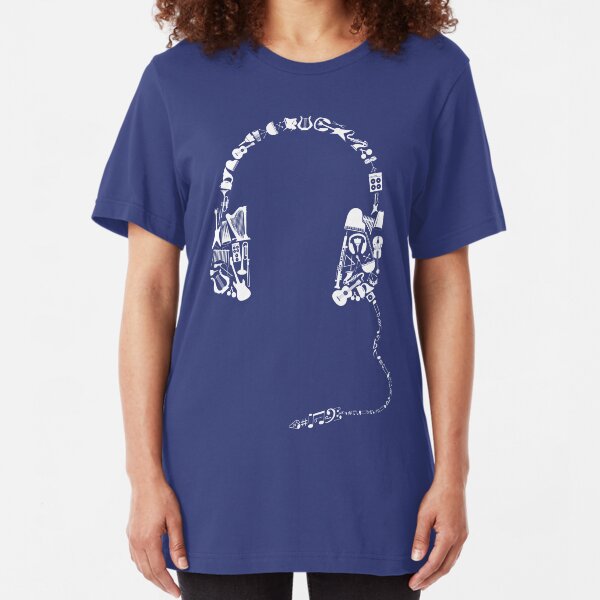 Headphones Collage Slim Fit T-Shirt