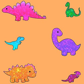 Artwork thumbnail, cute sparkly dinosaurs by discostickers