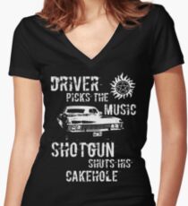 Driver Picks the Music Women's Fitted V-Neck T-Shirt