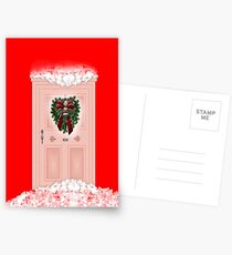 Postales Merry Christmas to our neighbours with wreath on door