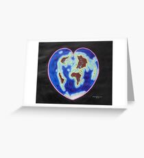 Heart map projection Greeting Card