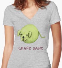 Trauben-Däne Tailliertes T-Shirt mit V-Ausschnitt