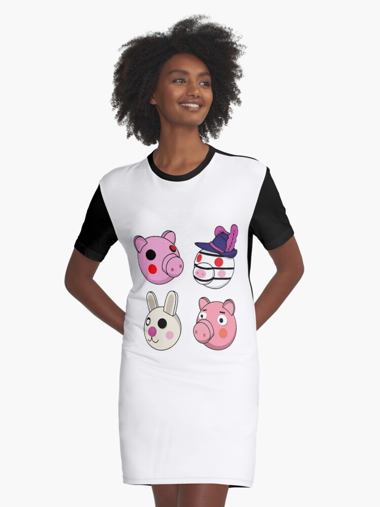 Piggy Friends Bunny Graphic T Shirt Dress By Carversimone Redbubble - piggy roblox gifts merchandise redbubble