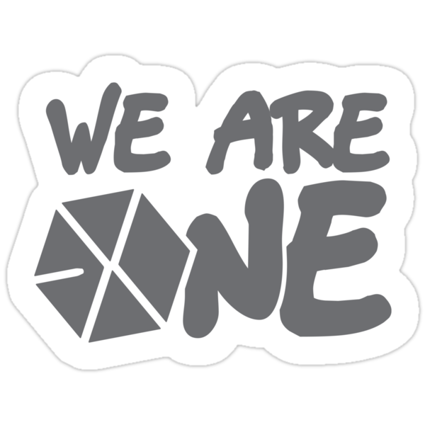 exo we are one white font stickers by wishful