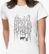Snow and Ghost Amongst Crows Women's Fitted T-Shirt