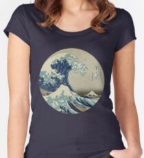 Great Wave off Kanagawa circle Women's Fitted Scoop T-Shirt