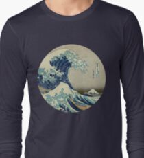 Camiseta de manga larga Gran ola fuera del círculo de Kanagawa