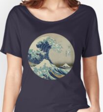 Camiseta ancha para mujer Gran ola fuera del círculo de Kanagawa