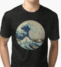 Great Wave off Kanagawa circle Tri-blend T-Shirt