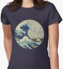 Great Wave off Kanagawa circle Women's Fitted T-Shirt
