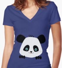 Panda Women's Fitted V-Neck T-Shirt