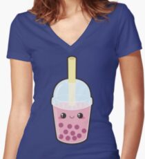 Bubble Tea Women's Fitted V-Neck T-Shirt