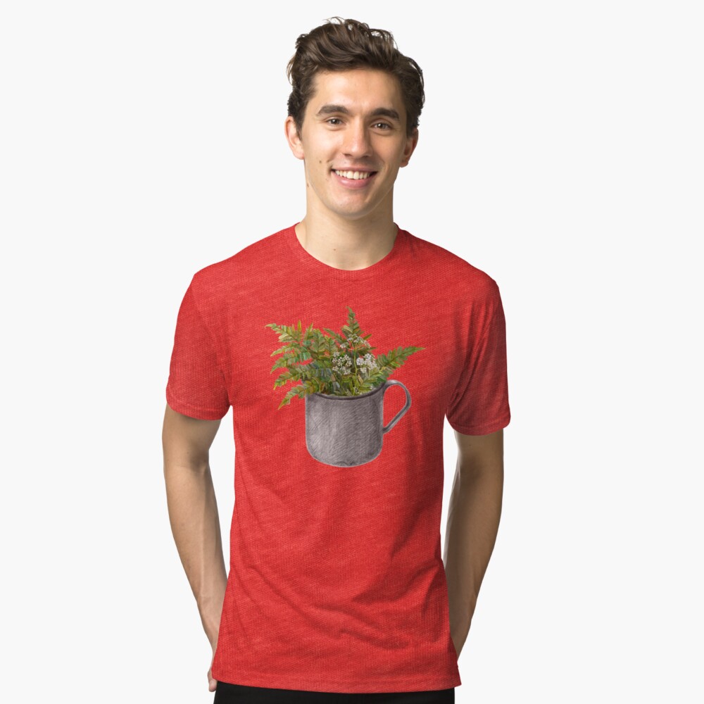 Mug with fern leaves Tri-blend T-Shirt