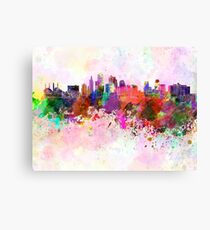 Kansas City skyline in watercolor background Canvas Print