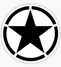 ARMY, Army Star & Circle, Jeep, War, WWII, America, American, USA, Black on White Sticker