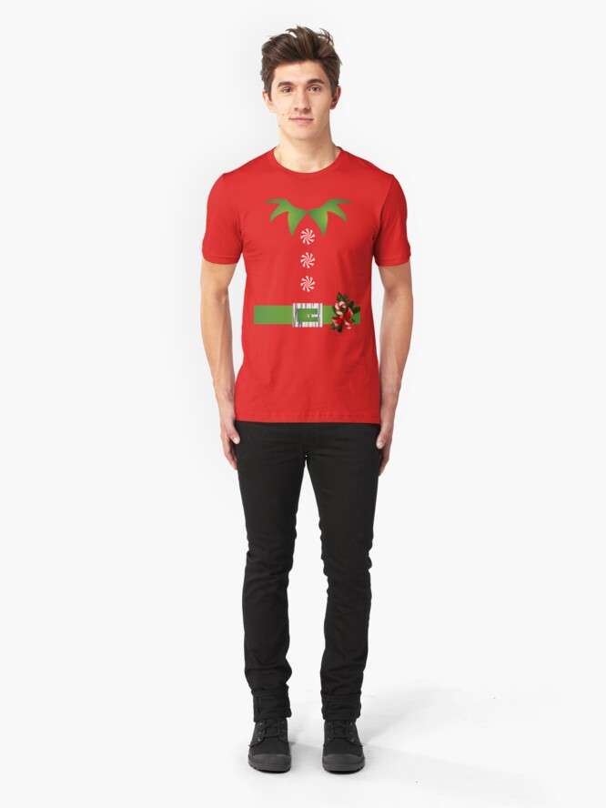 Alternate view of green elf Merry Christmas Santa's helper elf costume Slim Fit T-Shirt