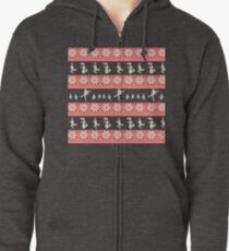 Mary Christmas Sweater Print Zipped Hoodie