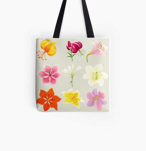 Colorful Lilies All Over Print Tote Bag
