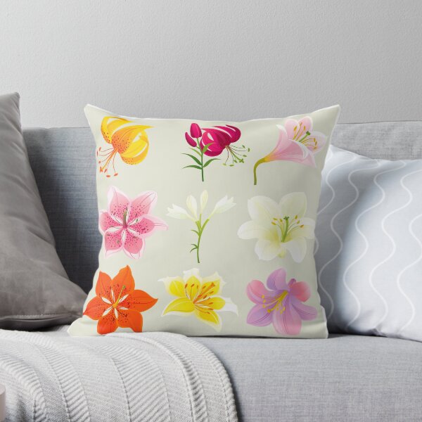 Colorful Lilies Throw Pillow