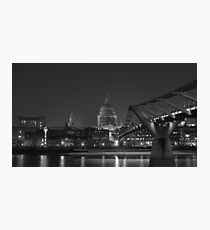 London's St Paul's and Millennium bridge at night Photographic Print