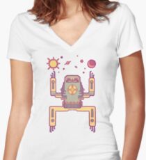 Space Sloth Women's Fitted V-Neck T-Shirt