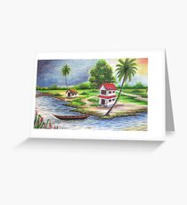 Old Village Home Greeting Card