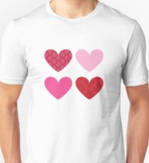 DAMASK HEARTS QUAD PATTERN red & pink Unisex T-Shirt