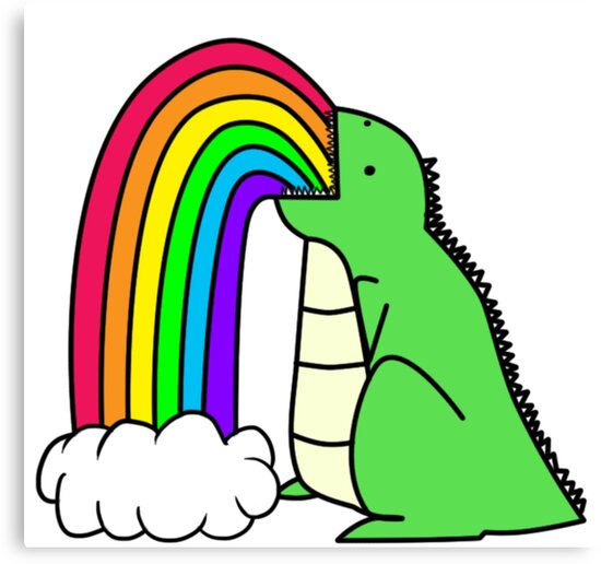 rainbow and dinosaur