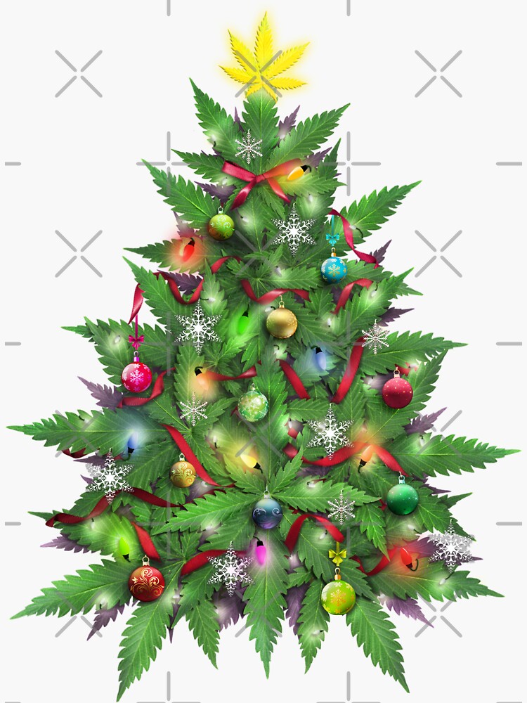 "Marijuana Christmas Tree" Sticker by TinaGraphics Redbubble