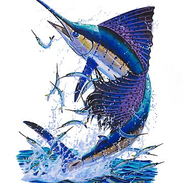 Sailfish and ballyhoo Art Board Print for Sale by Carey Chen