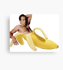 Nicolas Cage In A Banana - Original Yellow Canvas Print