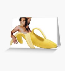 Nicolas Cage In A Banana - Original Yellow Greeting Card