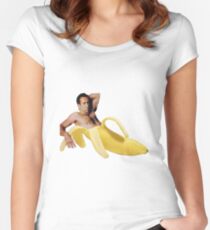 Nicolas Cage In A Banana - Original Yellow Fitted Scoop T-Shirt