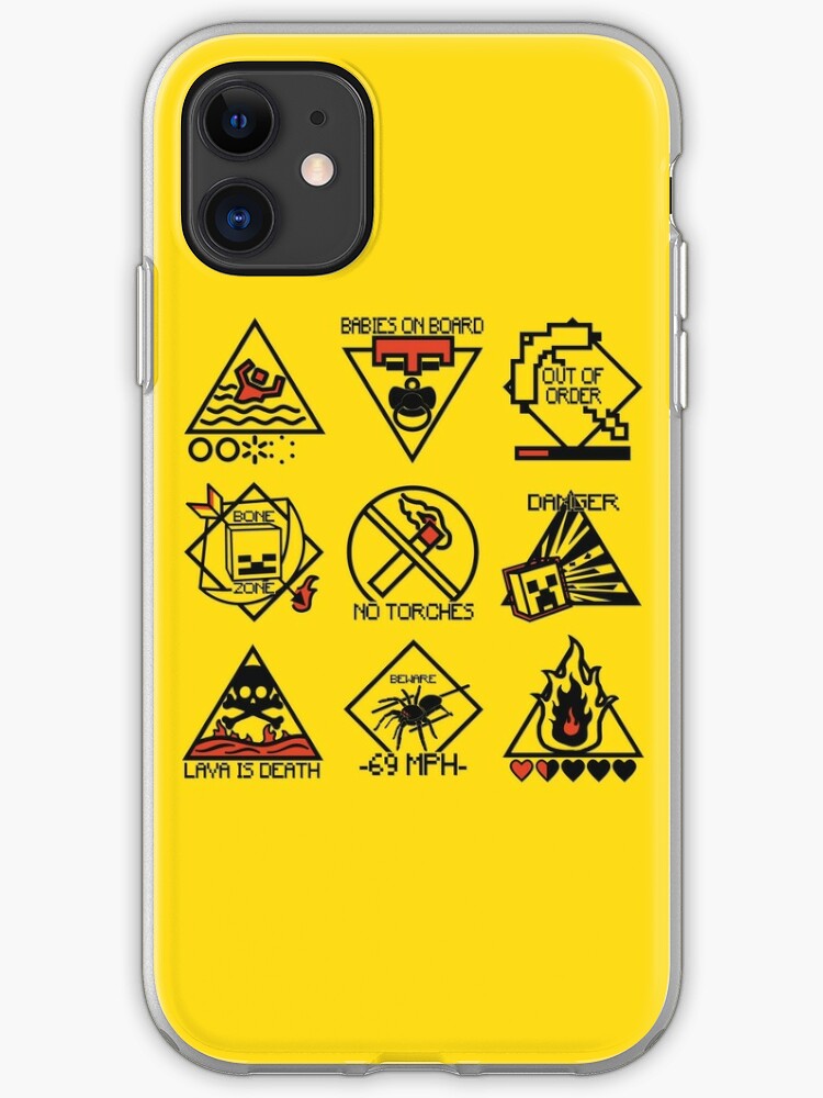 Impossible Difficulty Minecraft Caution Signs Iphone Case Cover By Mekklart Redbubble