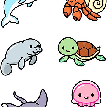 Artwork thumbnail, Beach Animal Sticker Pack by littlemandyart