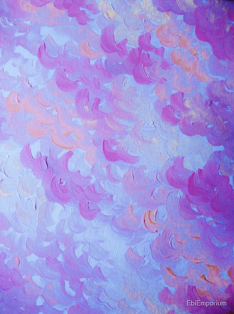 "PURPLE PLUMES Soft Pastel Wispy Lavender Clouds Lilac Plum Periwinkle Abstract Acrylic