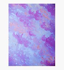 PURPLE PLUMES - Soft Pastel Wispy Lavender Clouds Lilac Plum Periwinkle Abstract Acrylic Painting Photographic Print