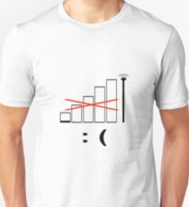 No signal, no bars. Unhappy. Unisex T-Shirt