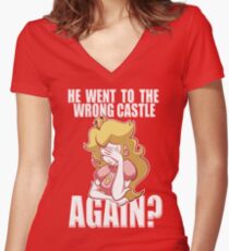 He went to the wrong castle AGAIN? Women's Fitted V-Neck T-Shirt