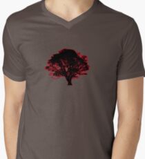 red and black tree retro truck stop tee Men's V-Neck T-Shirt