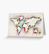 Map of the World Paint Splashes Greeting Card