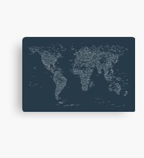 World Map of Cities Canvas Print