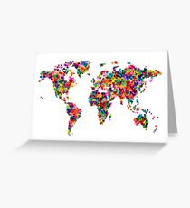 Love Hearts Map of the World Map Greeting Card